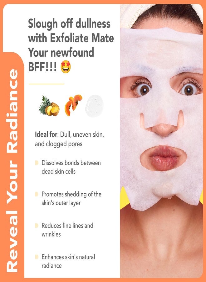 Patchology Exfoliating Face Mask - Exfoliate Mate Sheet Mask with Papaya and Pineapple gently unclogs pores and brightens skin, Lactid Acid (AHA) helps reduce fine lines and wrinkles (1 Mask) - Image 4
